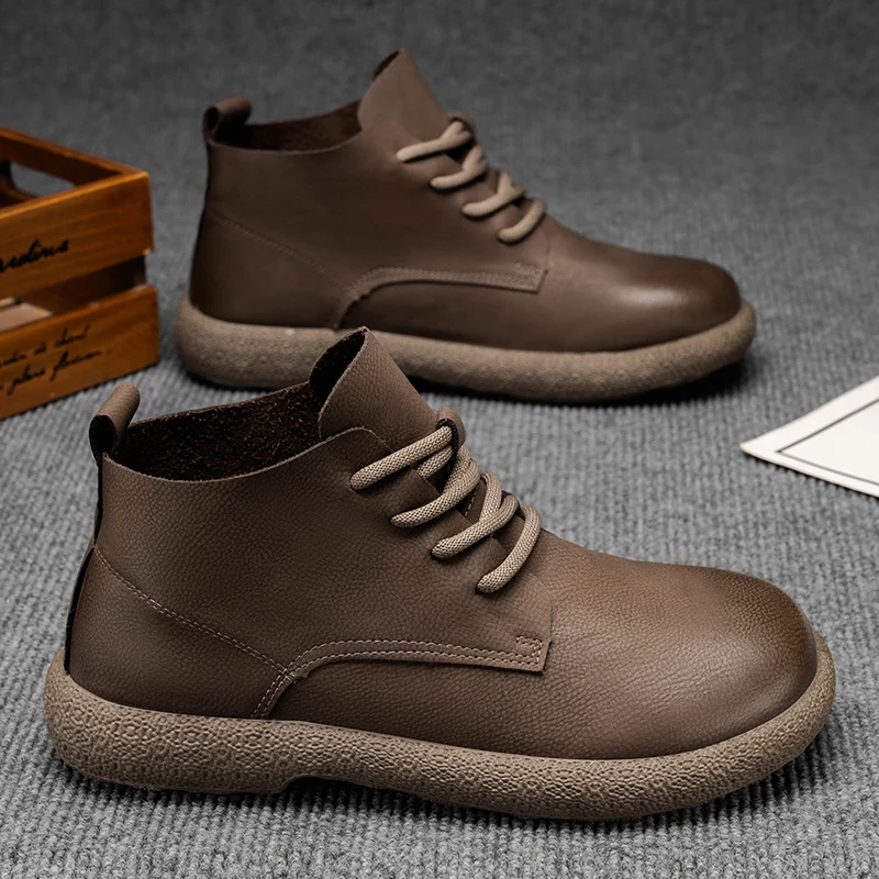 Men's workwear boots fashionable new style casual high top shoes outdoor classic retro English style small leather shoes