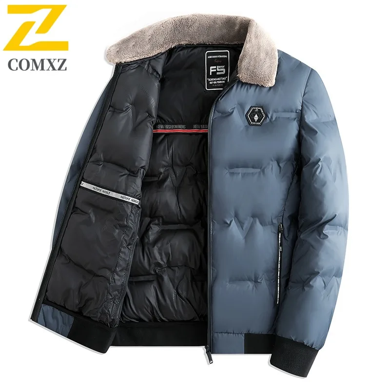 

COMXZ модная мужская стеганая куртка с воротником-стойкой, ветрозащитная парка для пешего туризма и путешествий, элитная уличная морозостойкая зимняя новая одежда