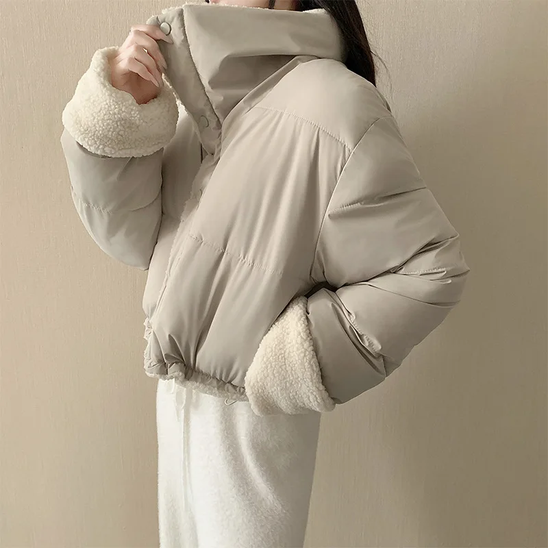 Women's Autumn Winter Top Coat Cotton Coat Lambskin Reversible Brand Simple Comfortable New Casual Fashion Soft Niche Versatile