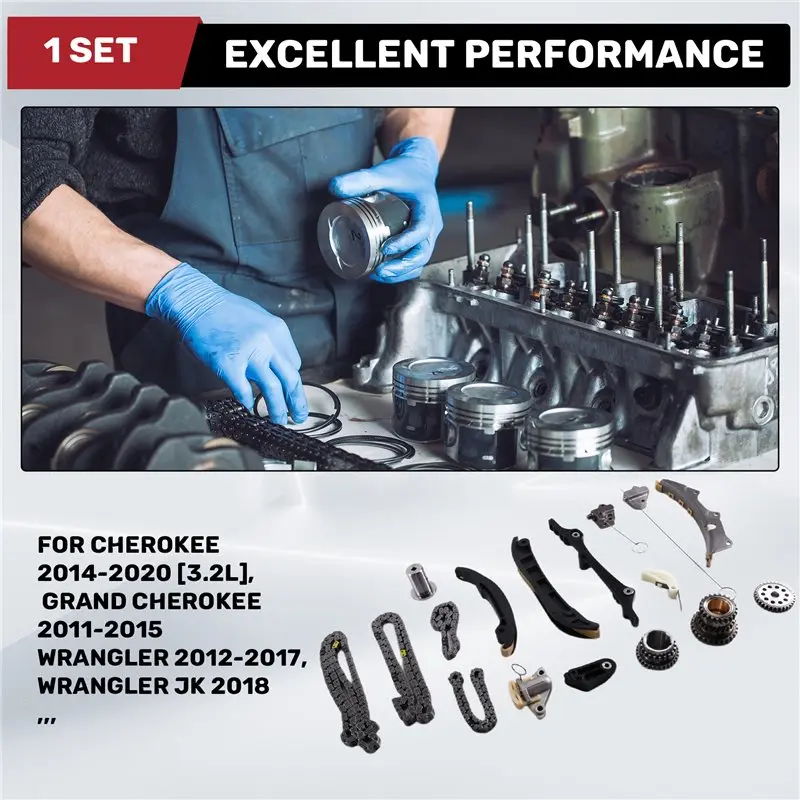 Engine Timing Chain Repair Kit For Jeep Dodge Ram Grand Cherokee 6Cyl 3.6L DOHC 2011- 2020 5184355AE, 5184352AE