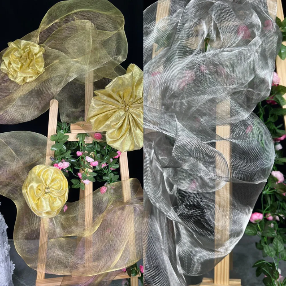 Cloud Fog Mesh Bright Organza Fabric DIY Decoration Pleated Shape Hard Mesh Cloth Art Background Mesh Texture
