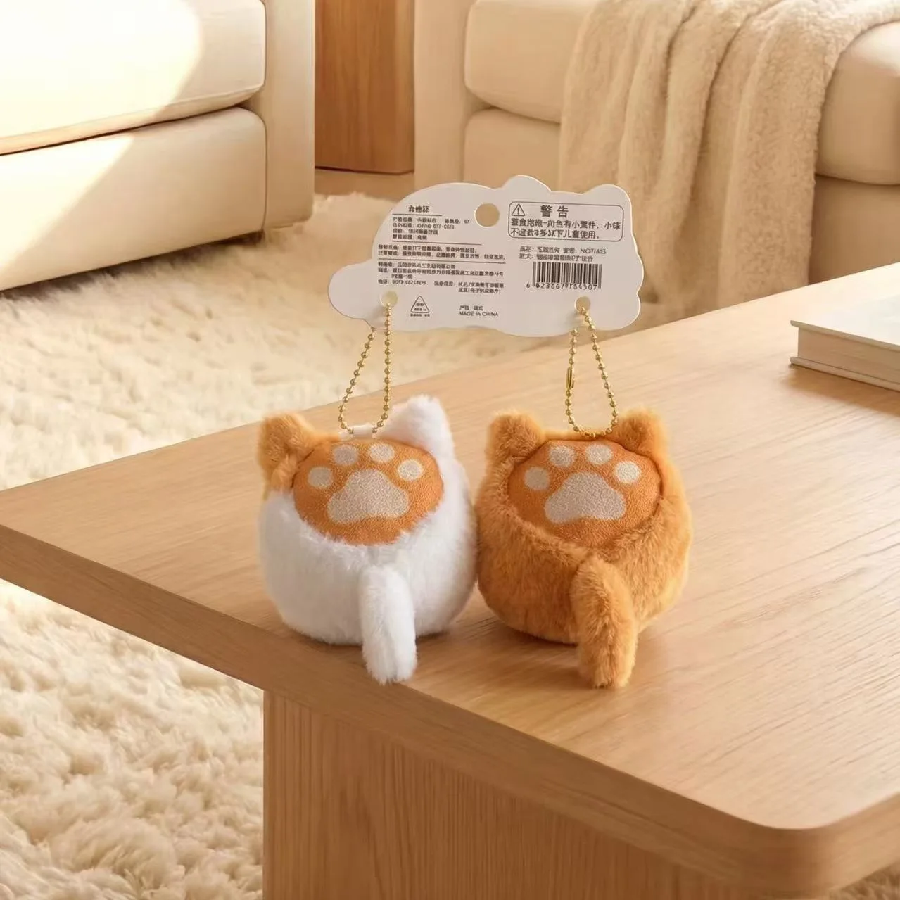 Cute Cat Doll Plush Toy Bag Hanging Magnet - Adorable Cat CP Keychain Three-colored Cat Keychain view 4
