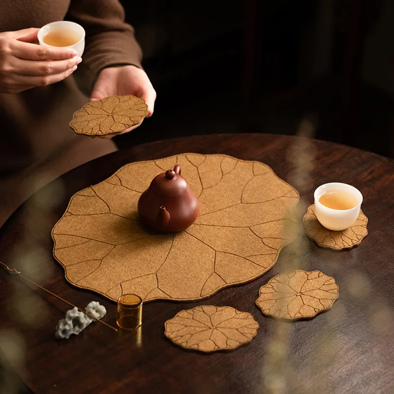 

Cotton and linen new Chinese lotus leaf coaster, coaster, Chinese pot cushion
