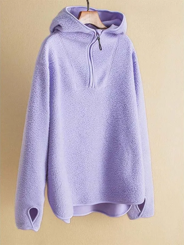 Ciepła i miękka fioletowa bluza z kapturem z batatów dla kobiet, jesienno-zimowa, codzienna, wygodna, poliestrowa, długa...