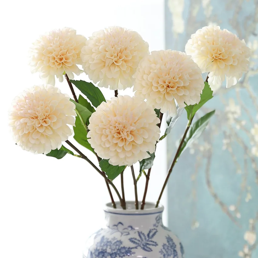 4 Stück Künstliche Seiden-Dahlien für Heimdekoration, Hochzeits-Blumenarrangements, Party, Kunstblumen, Dahlien-Brautstrauß – Detail 2