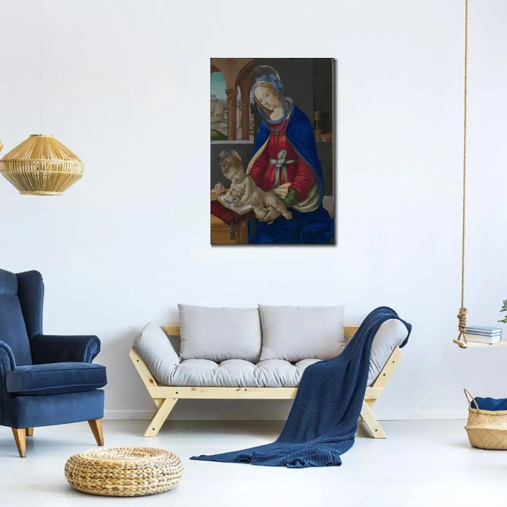 Filippino Lippi Madonna and Child Canvas Art Print HD Religious Portrait Painting Classic Wall Decor for Dining Room Hoem Altar