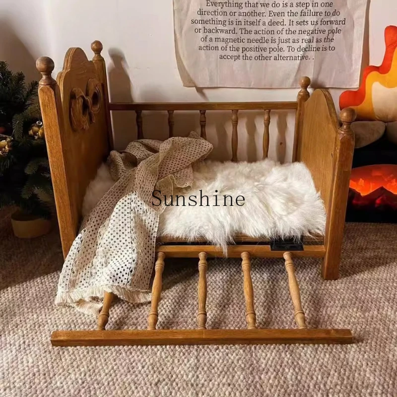 Cama con cuna de lazo Vintage, perrera nórdica francesa para gatos, madera maciza, apertura lateral de alta gama