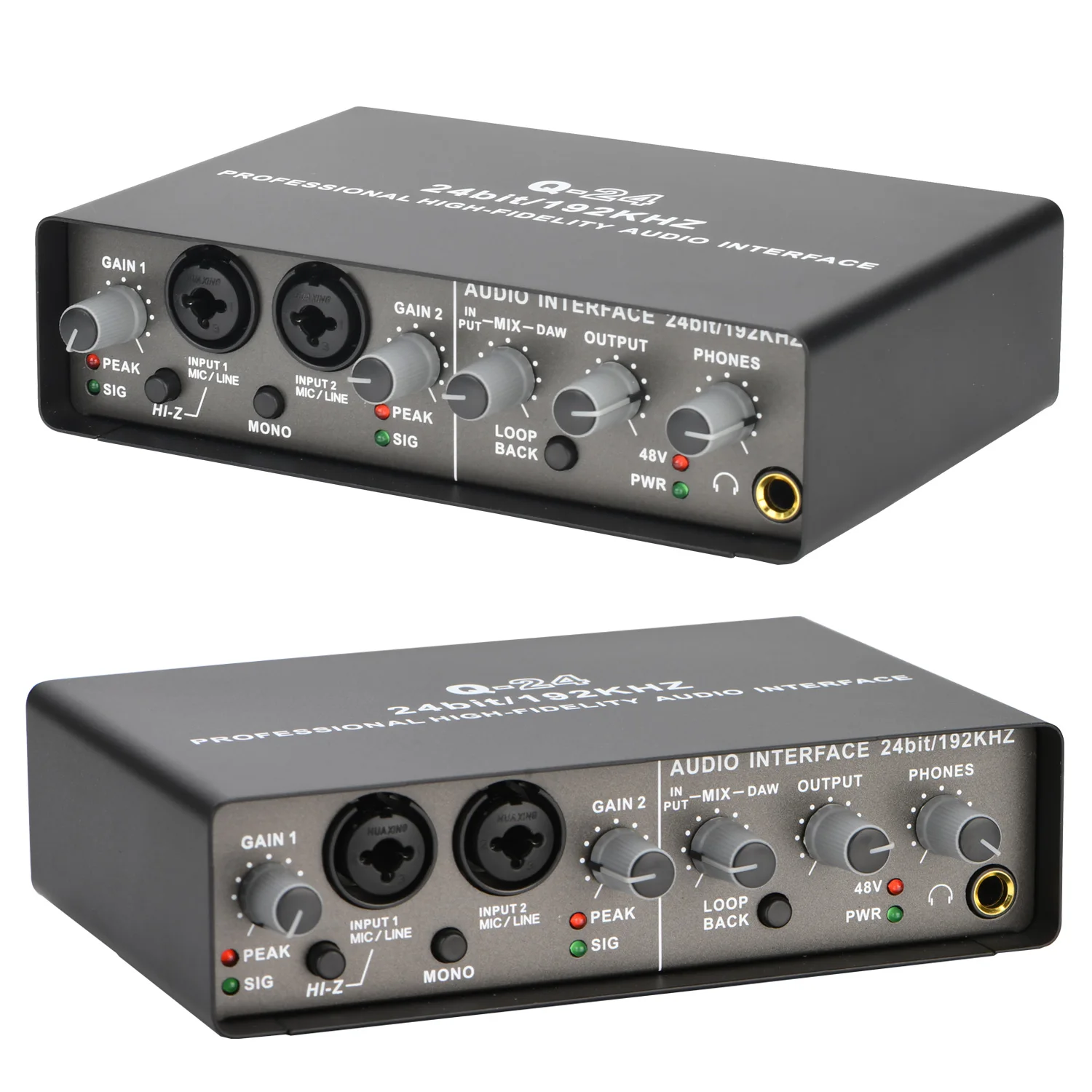 Professional Audio Interface Sound Card, with Monitoring Electric Guitar Live Recording Extractor, Used for Studio Singing Q24