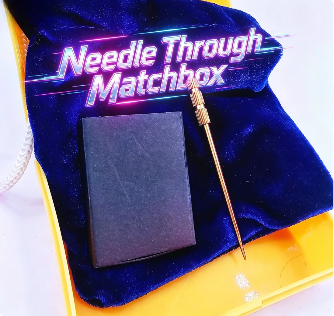 

Needle Through Matchbox Magic Trick Instant Steel Needle Penetration Visual Illusion for Close Up Street Stage Performance