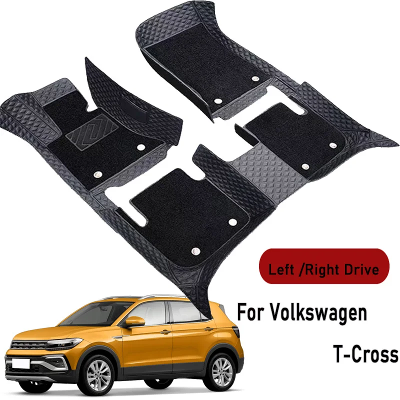 Car Floor Mats for Volkswagen T-Cross 2019 2020 2021-2022 Customauto Foot Pads Automobile Carpet Cover Interior Accessories