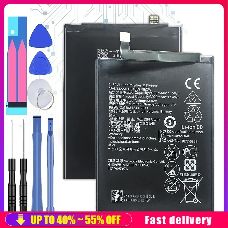 

3020mAh HB405979ECW Battery For Phone Huawei Nova Honor 6A 7A 7A pro 7S 8A DUA-L22 DUA-LX2 Nova Smart DIG-L01 DIG-L21 DIG-L21HN