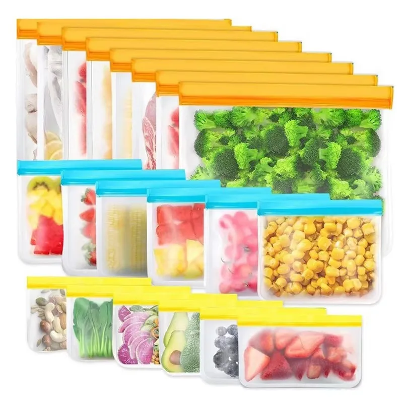 200Pcs/Lot Reusable Food Storage Bag Ziplock Leakproof Food Bag for Snack/ Fruit Food Zipper Fresh Container Bags wholesale