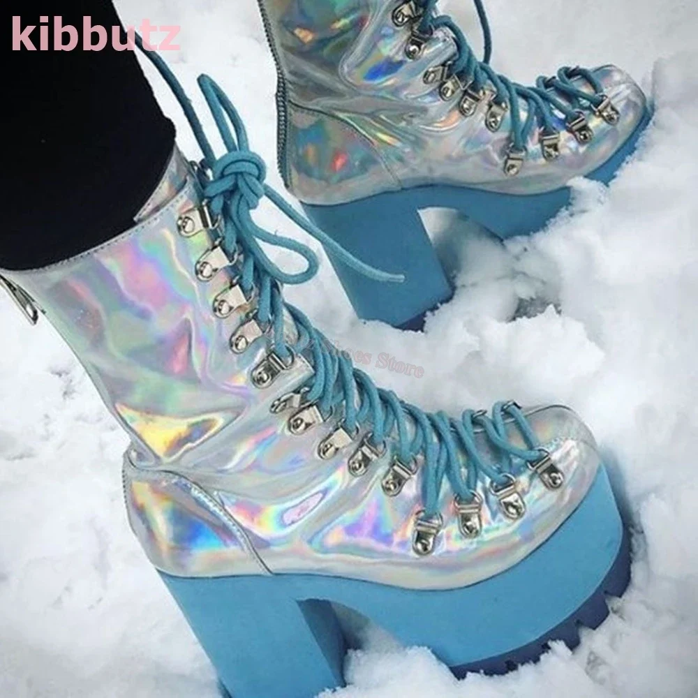 

Ботинки с лазерным ремешком на щиколотке, на платформе, с круглым носком, на квадратном каблуке, с молнией сзади, на шнуровке, модная элегантная сексуальная лаконичная новинка, женская обувь, новинка