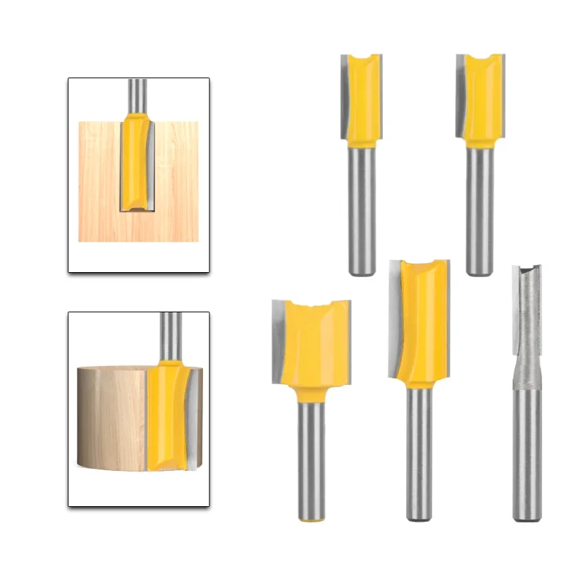 6mm 1/4'' 6.25mm Straight Router Bit Woodworking Milling Cutter for Wood Carbide End Mill Tool Face Milling Cutter Bit