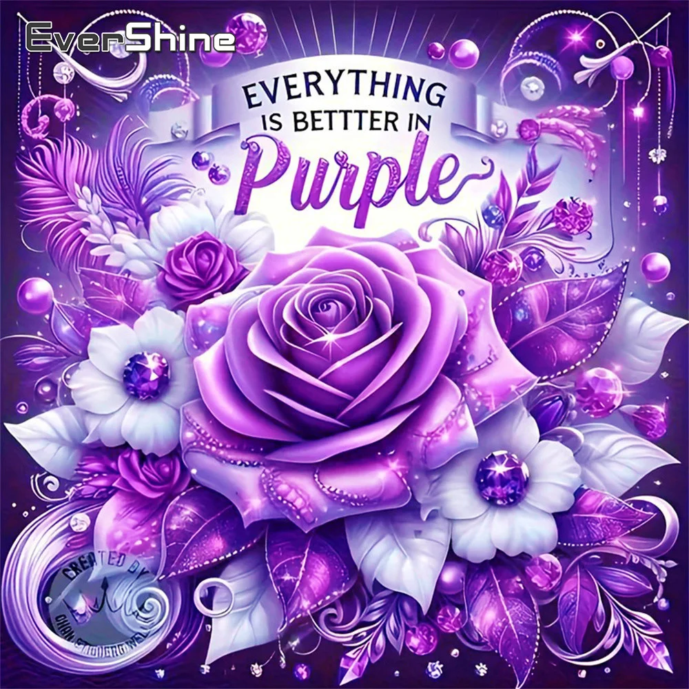 Evershine Voll-Diamant-Stickerei, Blumenmosaik, Rose, 5D-Bild mit Strass-Malerei, Textmuster für Erwachsene, Anfänger