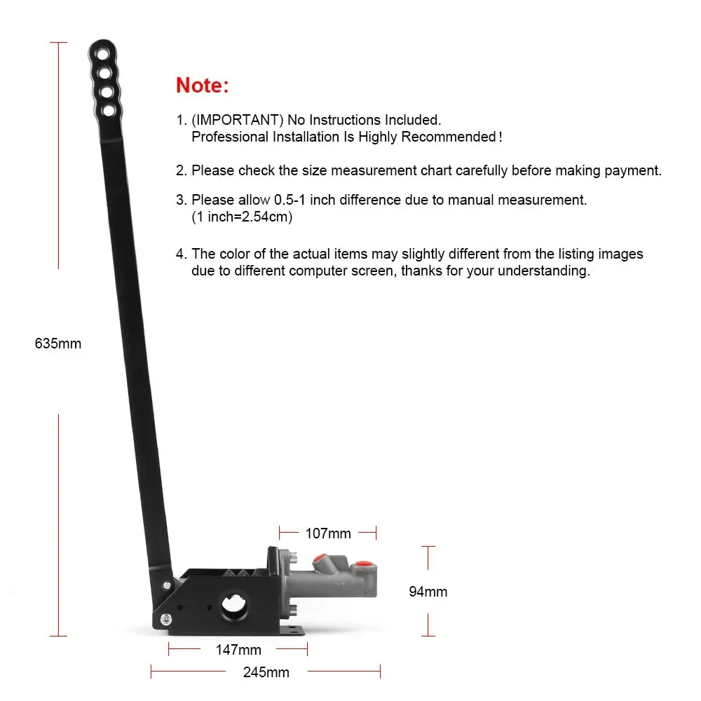 Car Vertical Hydraulic Drift E Brake Aluminum 63cm Racing Parking Handbrake Lever Gear Universal Long Arm Hand Brake For Honda