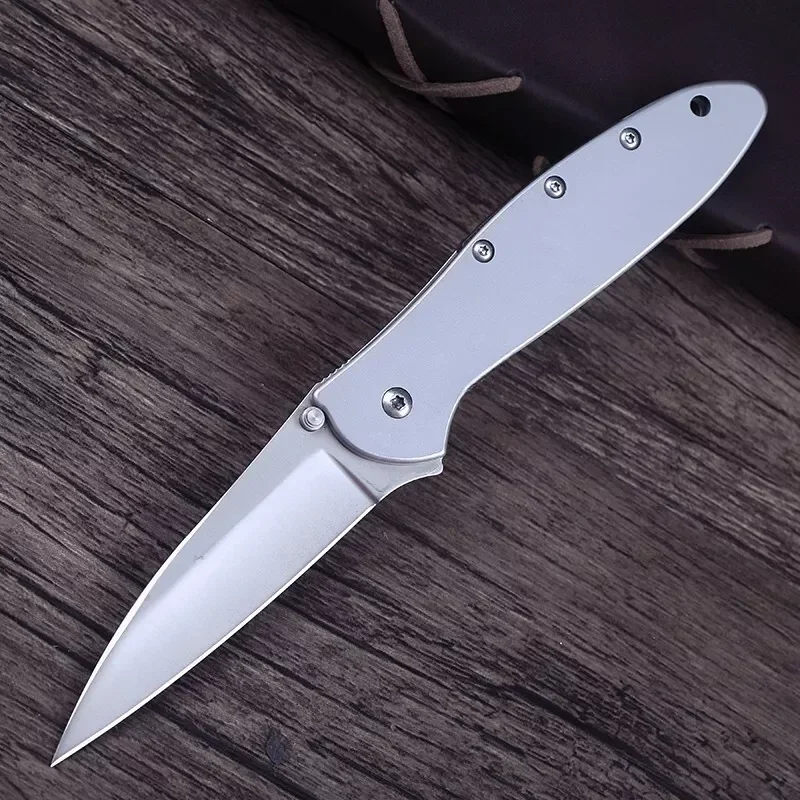 Safety Silver Leek Flipper Folding Knife Stainless Steel Blade Outdoor Camping Hunting Knives Tactical Pocket EDC Tool for Gifts