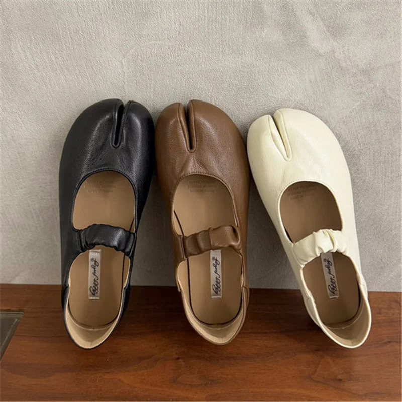 

Женские туфли на плоской подошве, с разрезом, без застежки