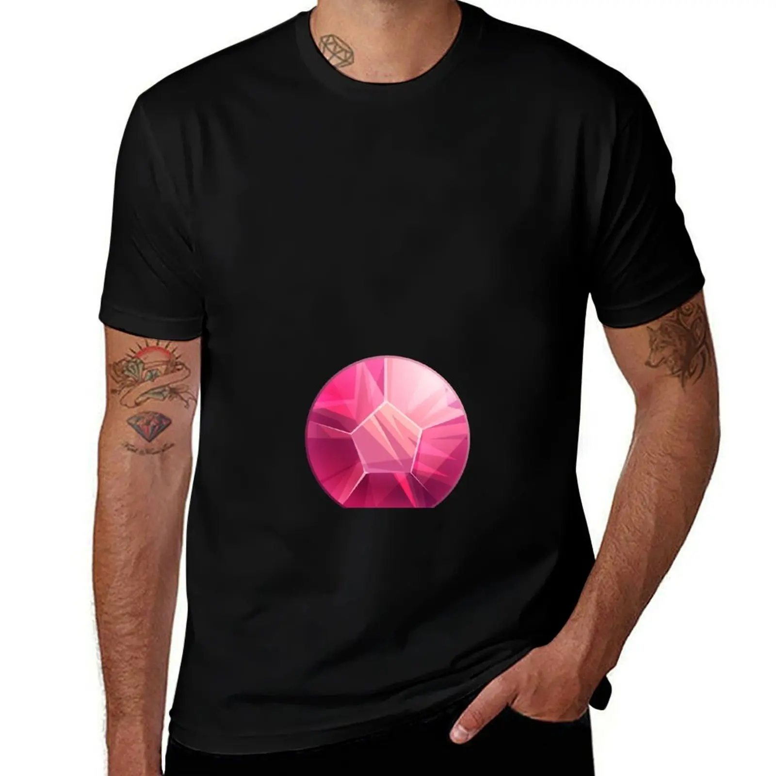 Rose Quartz gem - Steven Universe T-Shirt Large Size Short Sleeve T-Shirt