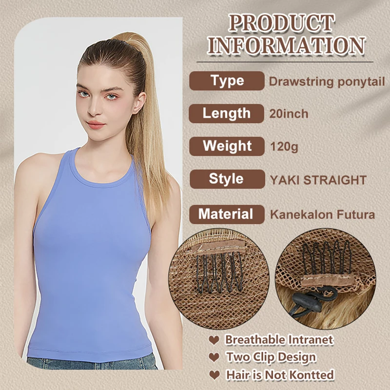 Snowdrop Hair Synthetic Wholesale Ponytail Heat Resistant Clip Extensions Soft Hairpiece Drawstring Ponytails