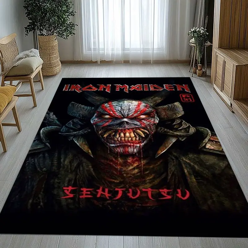 3D Eddie I-Iron M-Maiden Cartoon Sign Area Rug,Non-Slip Carpet Mat for Living Room Bedroom Playroom,Sofa Floor Rug,Home Decor