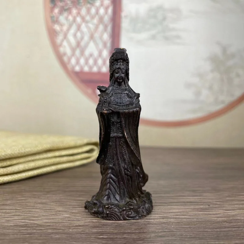 

Antique Copper Mazu Statue Decoration Lady of the Sea God Mazu Statue Home Ornament Shop Worship Crafts