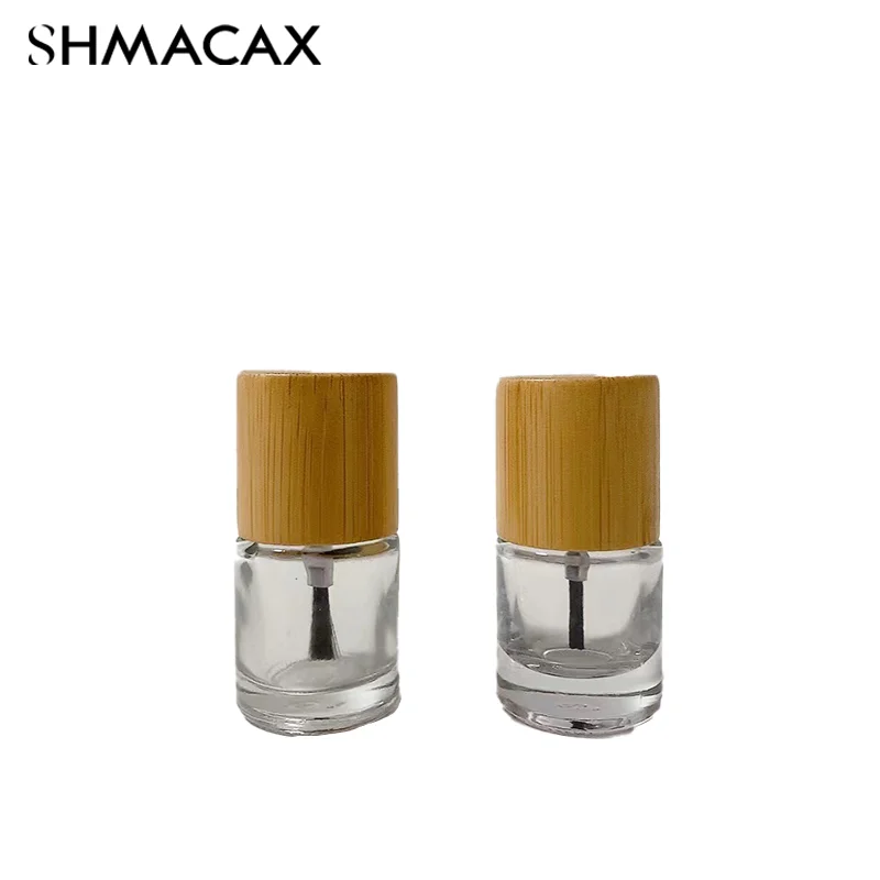 1pcs Nail Art Glue Bottle Bottle 5ml 8ml 10ml Glass Nail Oil Bottle Hair Brush Solid Wood And Bamboo Cover Nail Oil Bottle  ﻿ ﻿