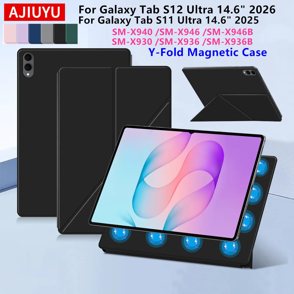 For Samsung Galaxy Tab S12 Ultra 14.6 inch SM-X940 X946 Magnetic Case for Tab S11 Ultra S12 Ultra 14.6'' Tablet Smart Book Cover