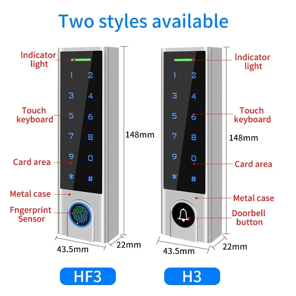 Imagem -02 - Inteligente Bluetooth Ttlock App para o Sistema de Bloqueio da Porta Elétrica Ip66 Impermeável Controlador de Acesso Passcode Rfid 13.56mhz Card