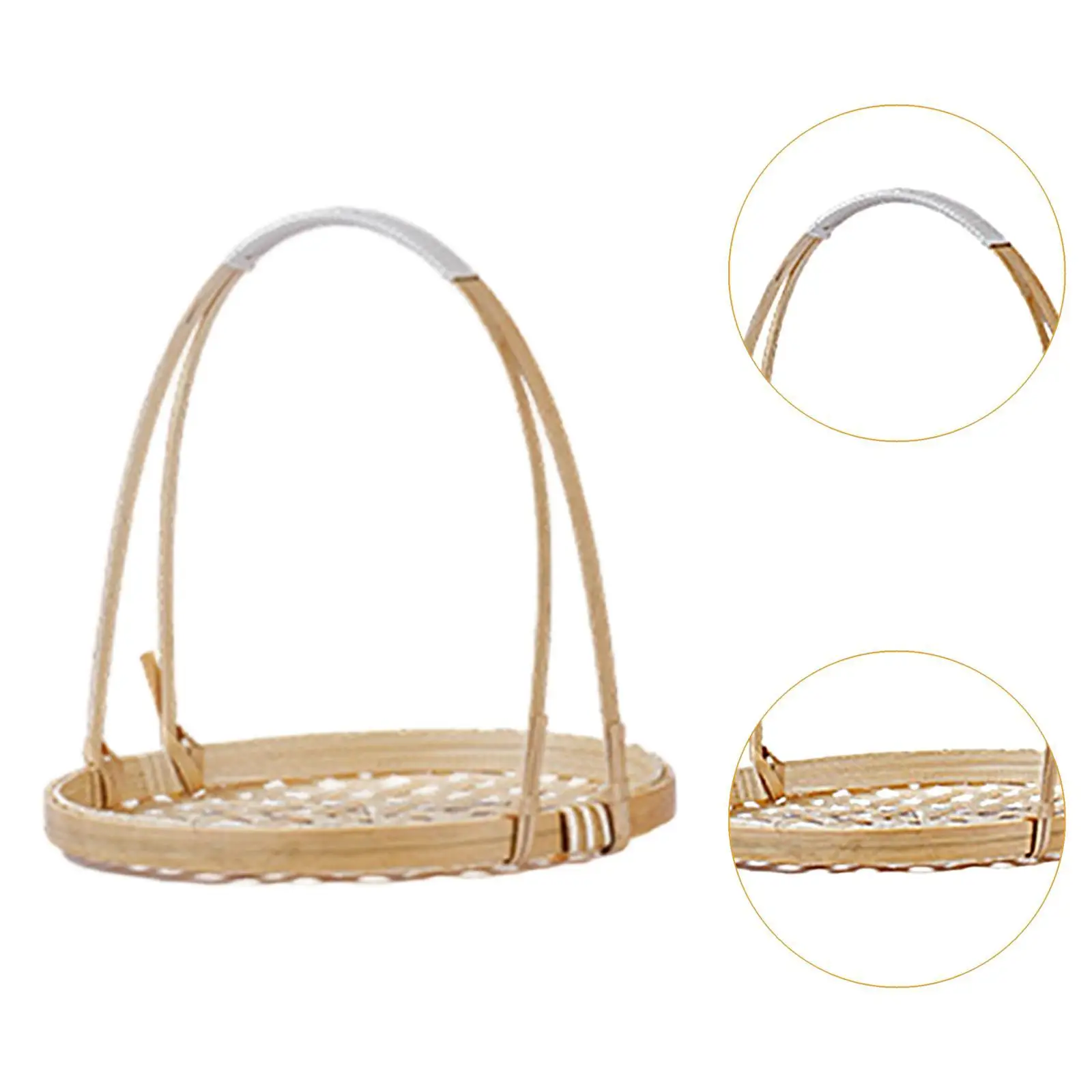Woven Bamboo Fruit Basket Plate Bread Platter Breakfast Food Holder for Festival Coffee Table Party Dining Room Restaurant