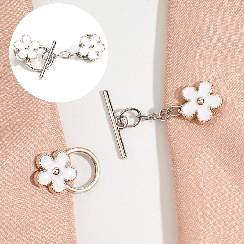 سترة مشبك انفصال زهرة مكافحة الضوء بروش كريستال زر المشابك Ot مشبك إغلاق العنق ديكور بروش مجوهرات هدية