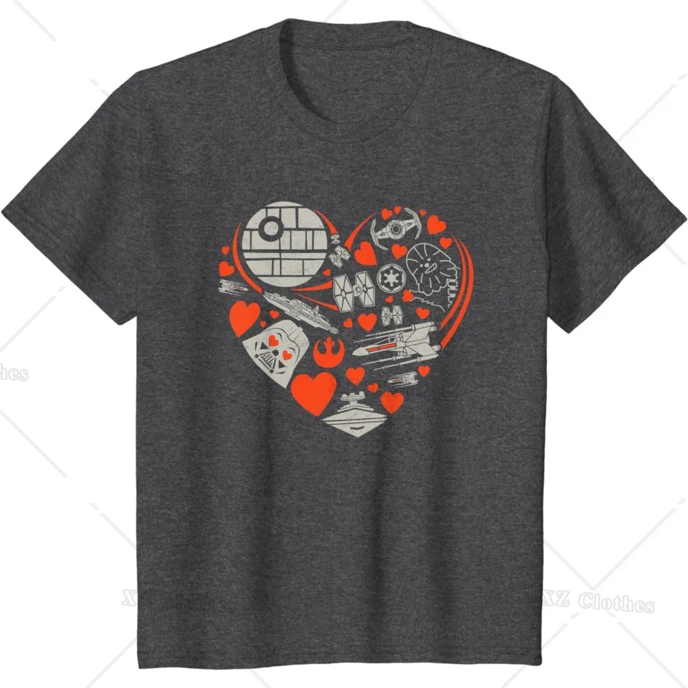 Machine Part Valentine's Day Red Love Heart Galaxy T-Shirt for Women Men Cotton Shirts