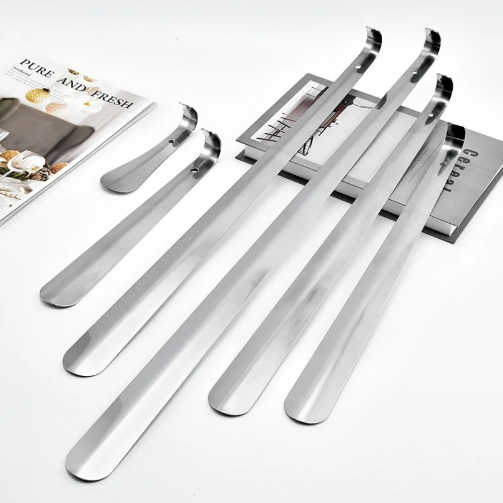 جديد اضافية طويلة لبيسة الحذاء الفولاذ المقاوم للصدأ الفضة الأحذية مزيل 30 42 52 سنتيمتر زلة الحذاء سحب أداة الحذاء رافع المعونة للرجال النساء