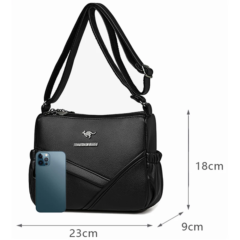 Multi Pocket Large Capacity Women's Messenger Bag High Quality Soft Leather Shoulder Crossbody Bags Fashion Trend Women Handbag