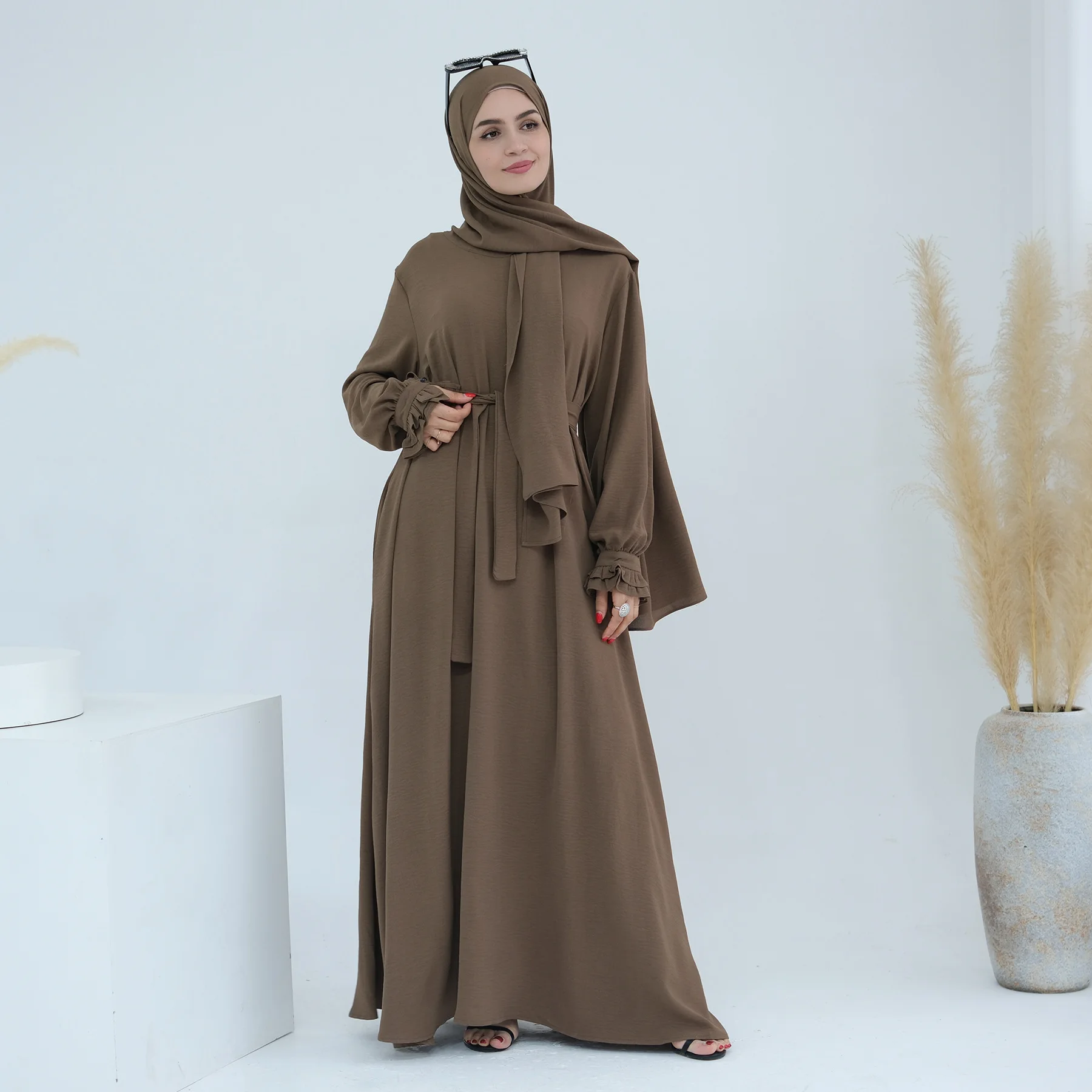 

Muslim Abaya with Attached Scarf Prayer Hijab Dress One Piece Modest Dress for Women Dubai Turkey Ramadan Islamic Clothing