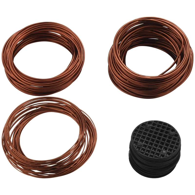 Bonsai Wire Set With Flower Pot Hole Mesh Pad,Copper Bonsai Training Wire For Bonsai Tree Kit 20 Plastic Mesh Mat