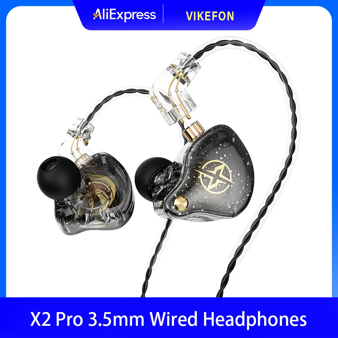 Image of X2 Pro 3,5mm Abnehmbare Kabelgebundene Kopfhörer Doppel-Dynamische HiFi-Ohrhörer Bass-Headset Stereo Musiker-Monitor Ohrstöpsel Sport-Laufkopfhörer