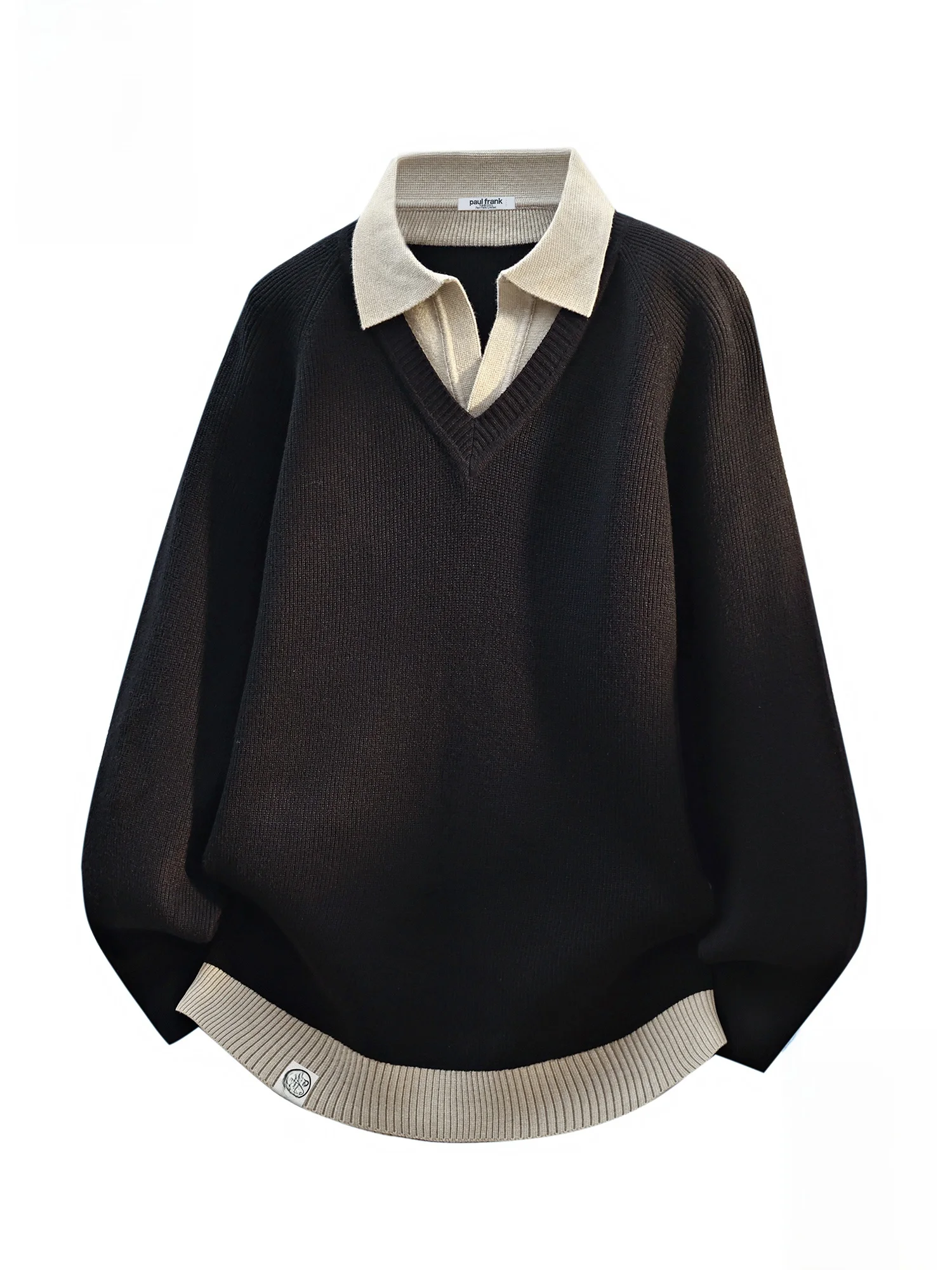 

Вязаный свитер Paul Frank M с воротником, в стиле пэчворк, с цветными блоками, ретро, осенне-зимний, модный, повседневный, удобный, с длинными рукавами