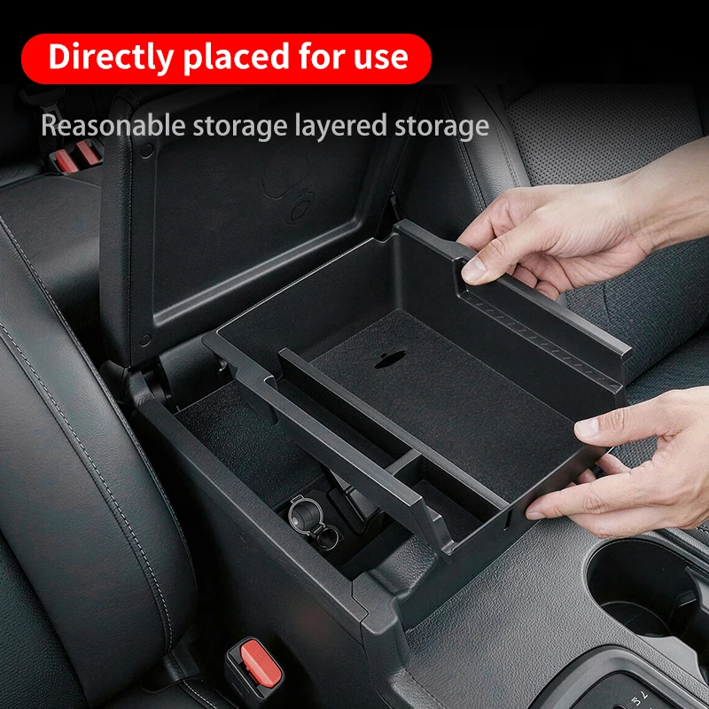 Picture 5: For 2026 Toyota Hilux SR5 Layered Center Console Armrest Storage Box Large Capacity Sorting Organizer Car Interior Accessories