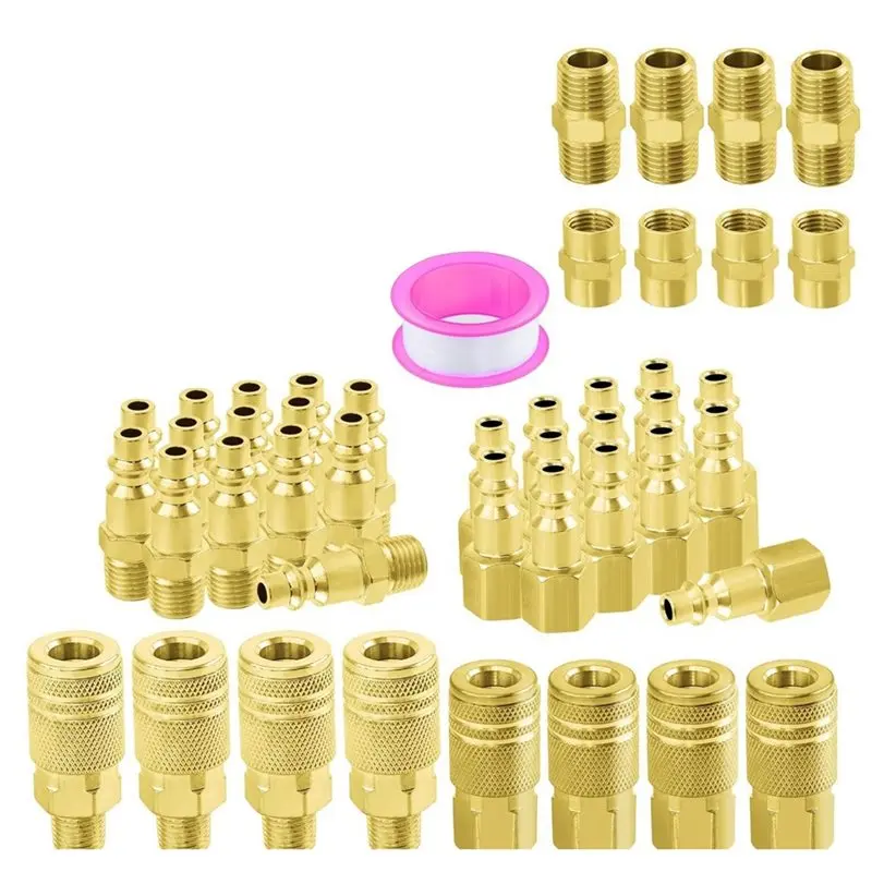 

T21C Air Tool Fittings 1/4" NPT 45 Pcs Air Coupler& Plug Kit Set Quick Connect Air Hose Fittings Air Compressor Accessories