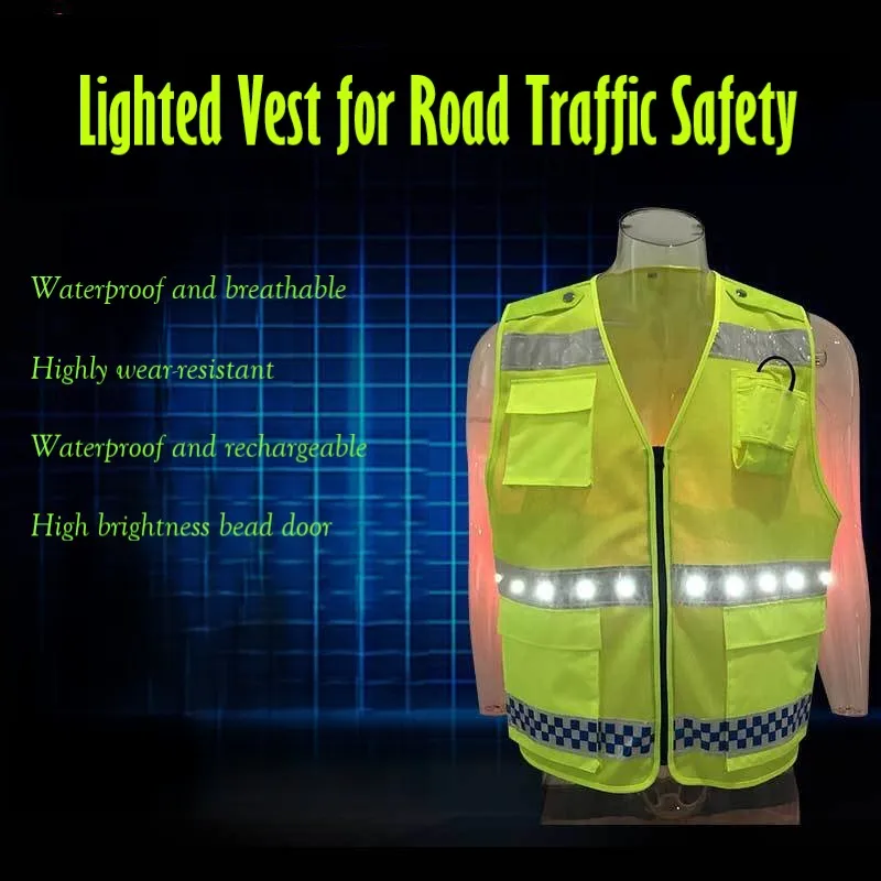 BA-C15 LED Flash Light Vest Road Traffic Safety Night Duty Warning High Light Reflection