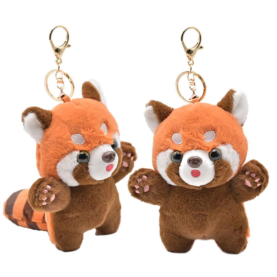 Populaire mignon petit raton laveur dessin animé Panda rouge en peluche peluche pendentif poupée porte-clés sac à dos pendentif cadeau Surprise pour enfants.