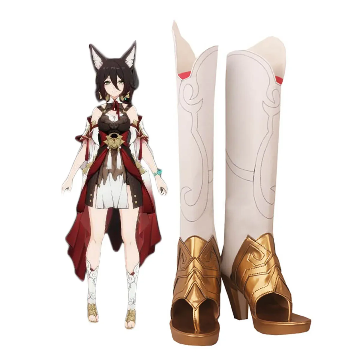 Honkai: Star Rail Tingyun botas de Cosplay, zapatos blancos hechos a medida, cualquier tamaño