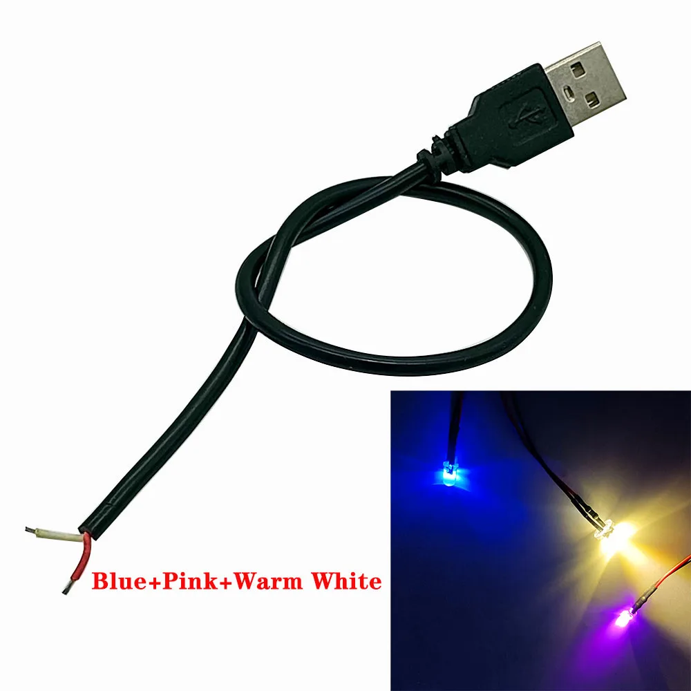 USB Port With Cable Light LED Beads Of 3MM And 5MM, Atmosphere Small Night Light, Manual light Source Of Red, Green, Blue, Yello