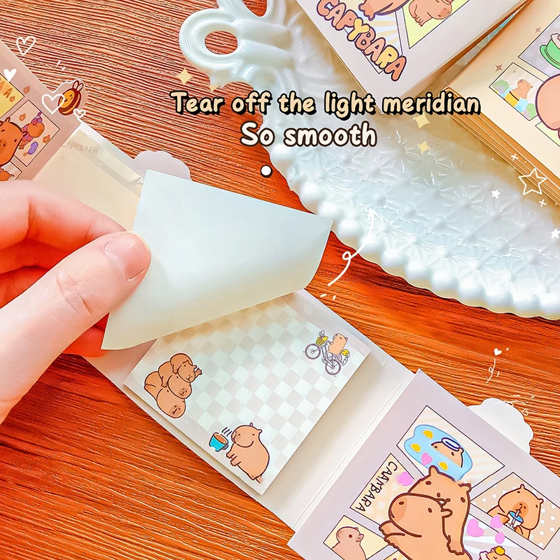 Bonito Capivara Sticky Note, Mini Notebook Portátil, Creative Daily Note Paper, Material Escolar, Papelaria Kawaii, 70 Folhas