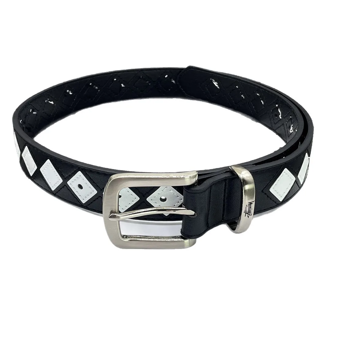 2025 Vintage gótico con tablero de ajedrez blanco y negro Diseño de lujo para primavera y verano Cinturón para prendas de vestir exteriores, cinturón vaquero neutro Y2k