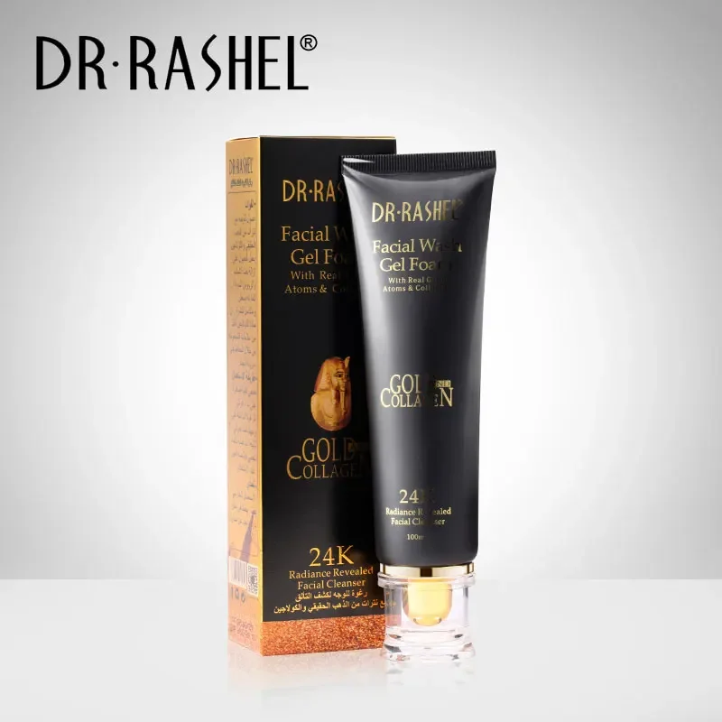 DR.RASHEL 24K Gold Atoms Collagen Whitening Facial Wash Gel Foam Cleanser Moisturizing Improve Fine Lines Dull Skin Brighten