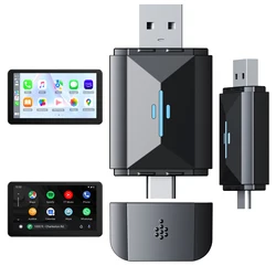 Toguard 2 In 1 Draadloze Carplay Adapter & Android Auto Draadloze Adapter, 5Ghz Wifi Type-C/Usb Plug & Play Carplay Draadloze Adapter