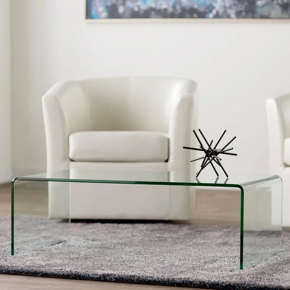 Glass Coffee Table for Living Room, Clear Coffee Table with 0.47 inch Tempered Glass, Small Modern Coffee Table.