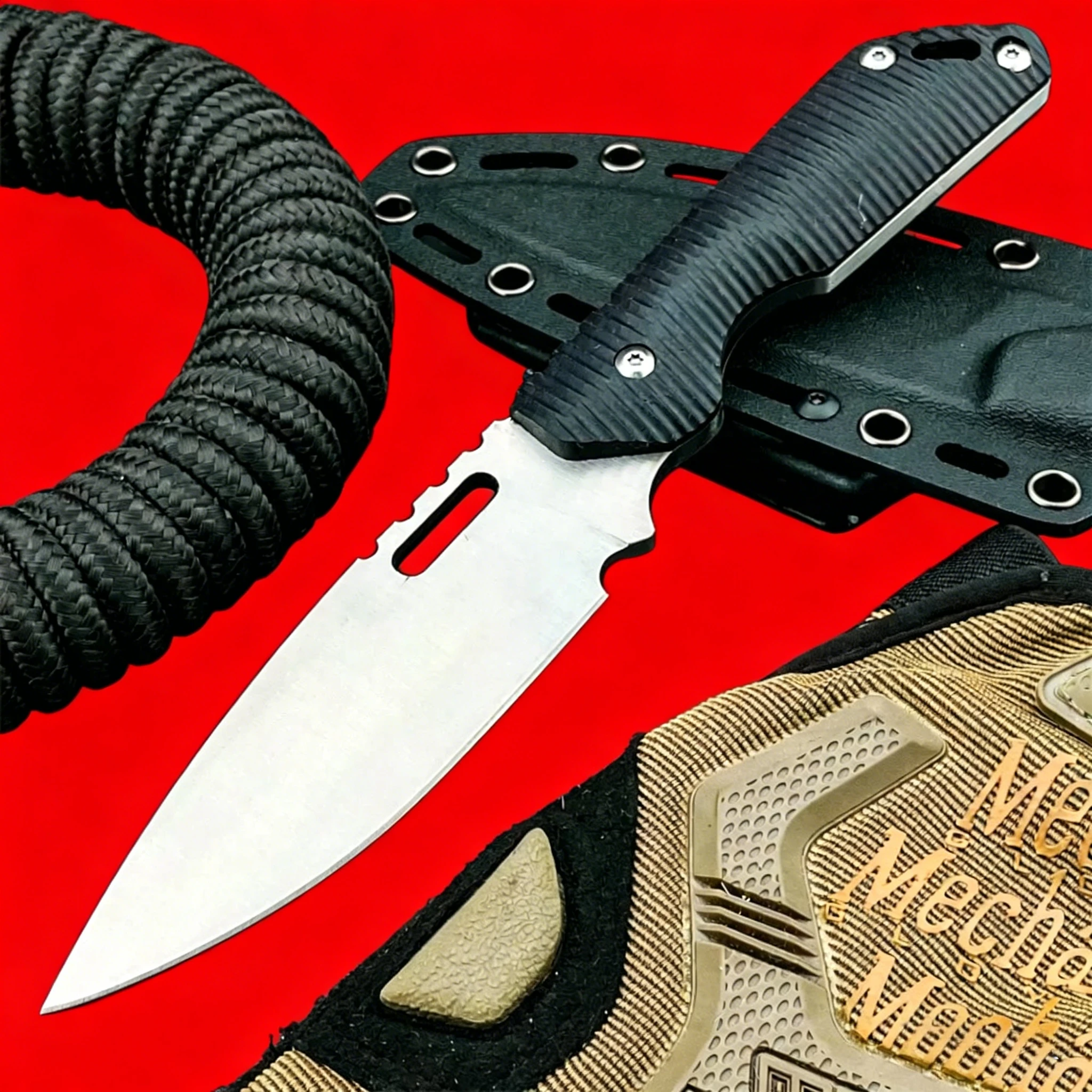 

MK1C Fixed Blade Knife with 8Cr13MoV Steel Blade, Non-Slip Handle and Sheath, Multipurpose Outdoor Camping Hiking Tool